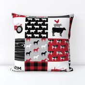 farm life wholecloth - black and red woodgrain