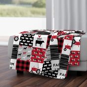 farm life wholecloth - black and red woodgrain