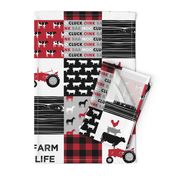 farm life wholecloth - black and red woodgrain