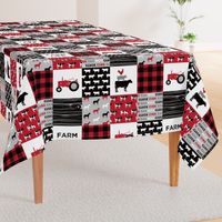 farm life wholecloth - black and red woodgrain