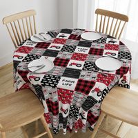 farm life wholecloth - black and red woodgrain