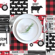 farm life wholecloth - black and red woodgrain