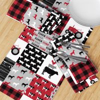 farm life wholecloth - black and red woodgrain