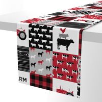 farm life wholecloth - black and red woodgrain