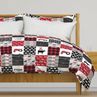 farm life wholecloth - black and red woodgrain