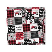 farm life wholecloth - black and red woodgrain