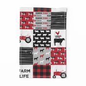 farm life wholecloth - black and red woodgrain