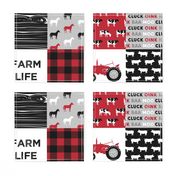 farm life wholecloth - black and red woodgrain