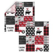 farm life wholecloth - black and red woodgrain