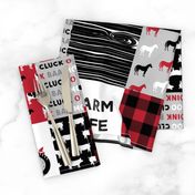 farm life wholecloth - black and red woodgrain