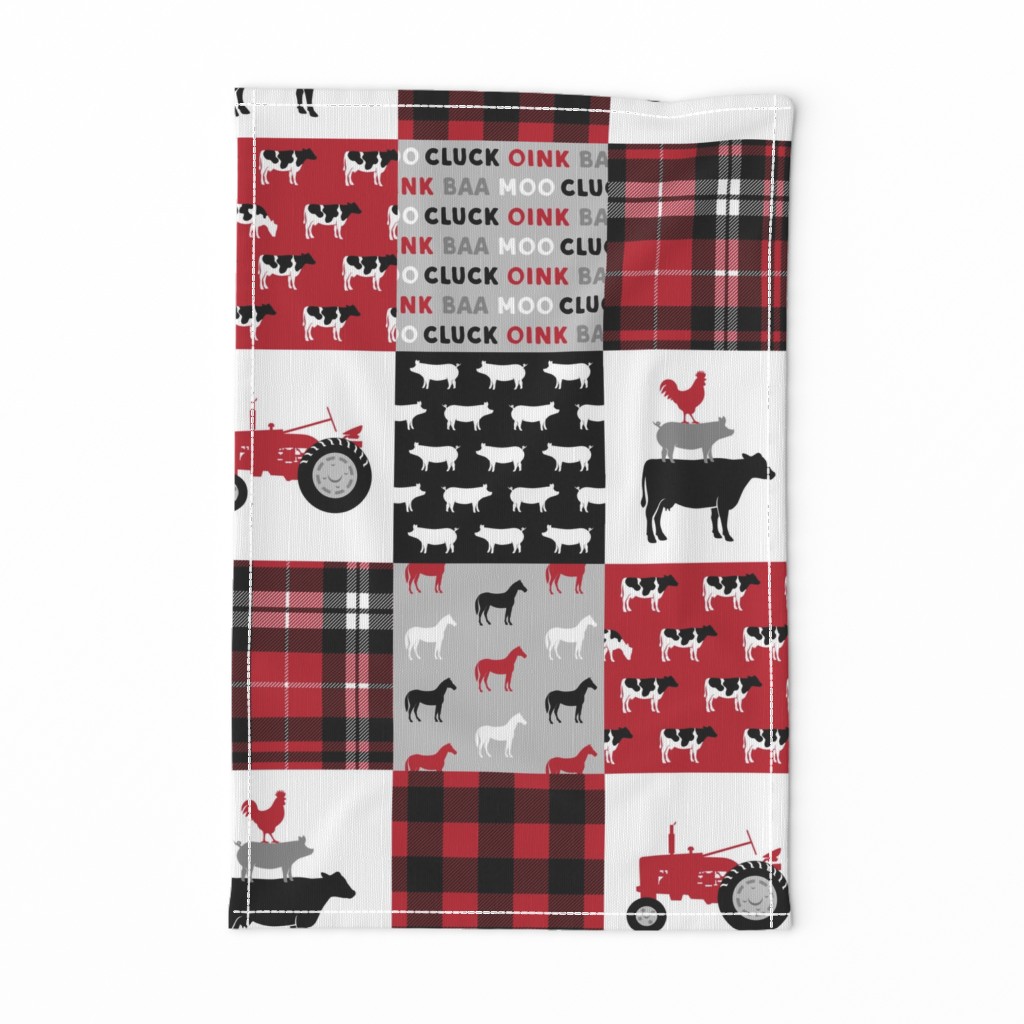 farm life wholecloth - black and red plaid