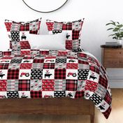 farm life wholecloth - black and red plaid