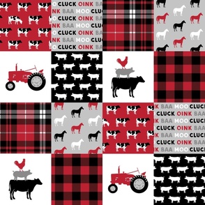 farm life wholecloth - black and red plaid