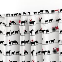 farm animals on parade - black and red