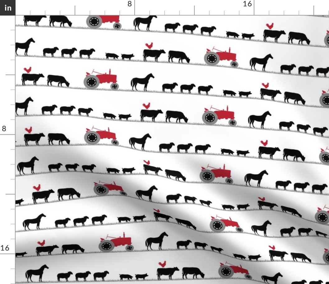 farm animals on parade - black and red