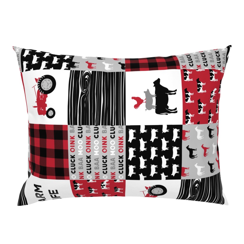 farm life wholecloth (90) - black and red woodgrain