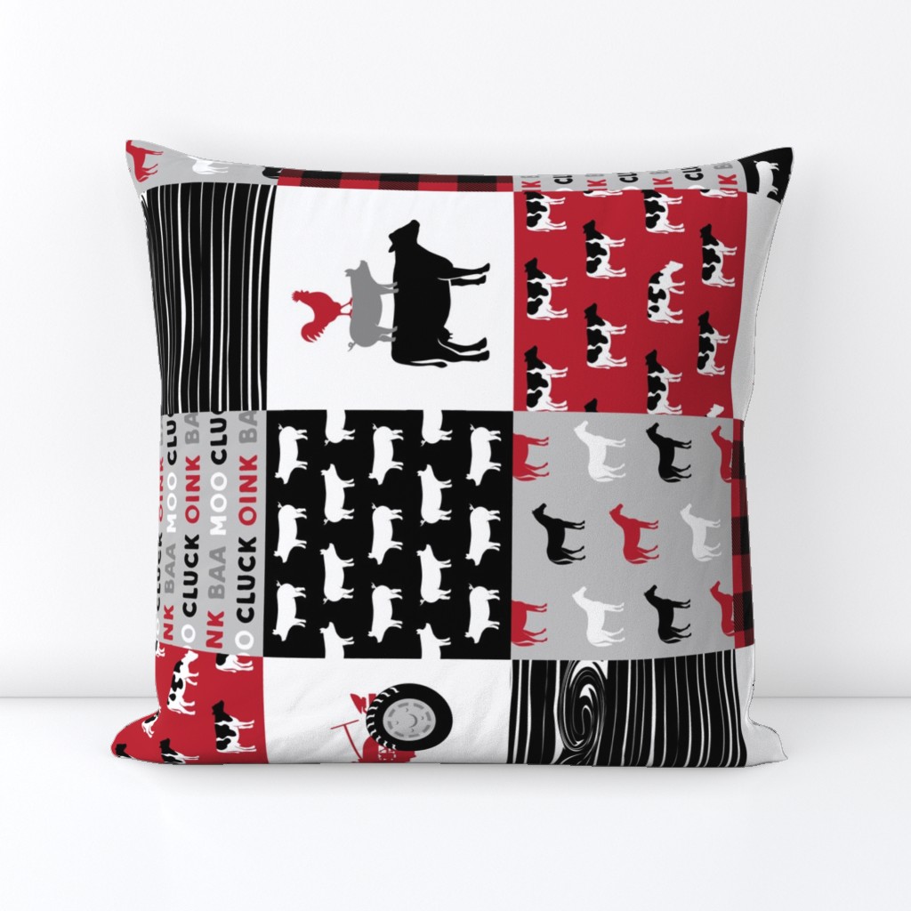 farm life wholecloth (90) - black and red woodgrain