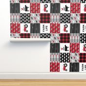 farm life wholecloth (90) - black and red woodgrain