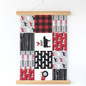 farm life wholecloth (90) - black and red woodgrain