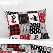 farm life wholecloth (90) - black and red woodgrain