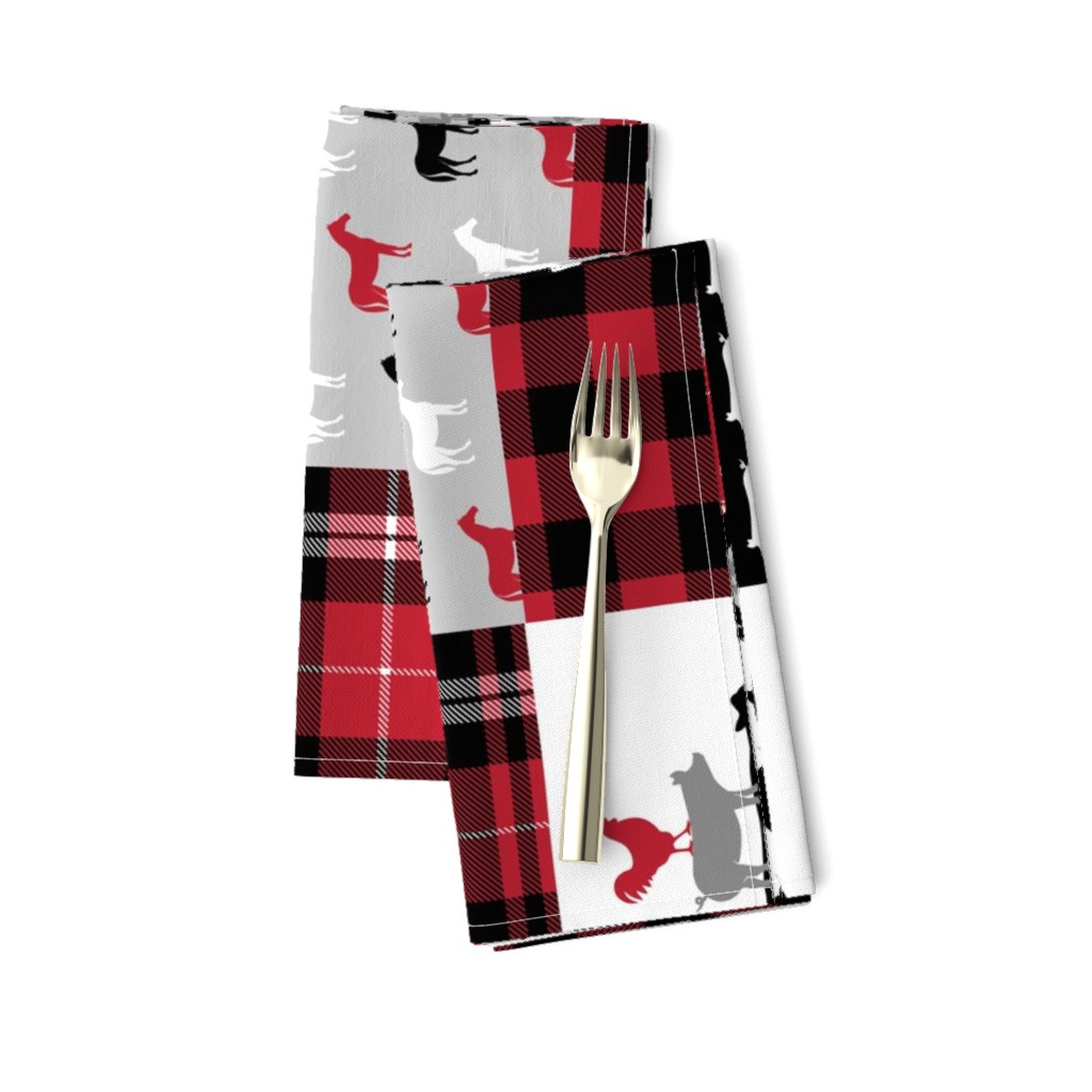 farm life wholecloth (90) -  plaid black and red