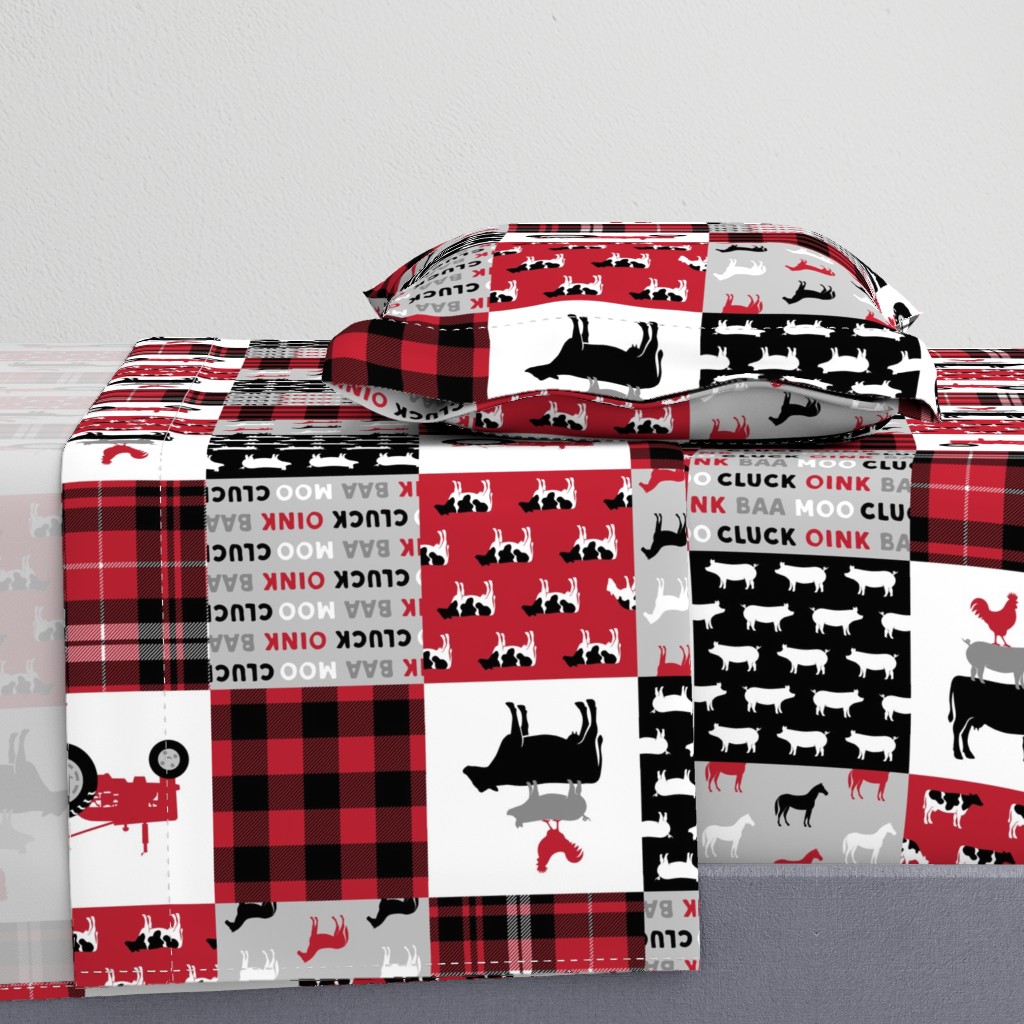 farm life wholecloth (90) -  plaid black and red