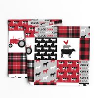 farm life wholecloth (90) -  plaid black and red