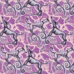 climbingSighthoundPinkBluePurpleCurls-fleece