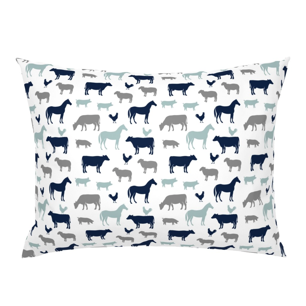 farm animal medley - navy and dusty blue