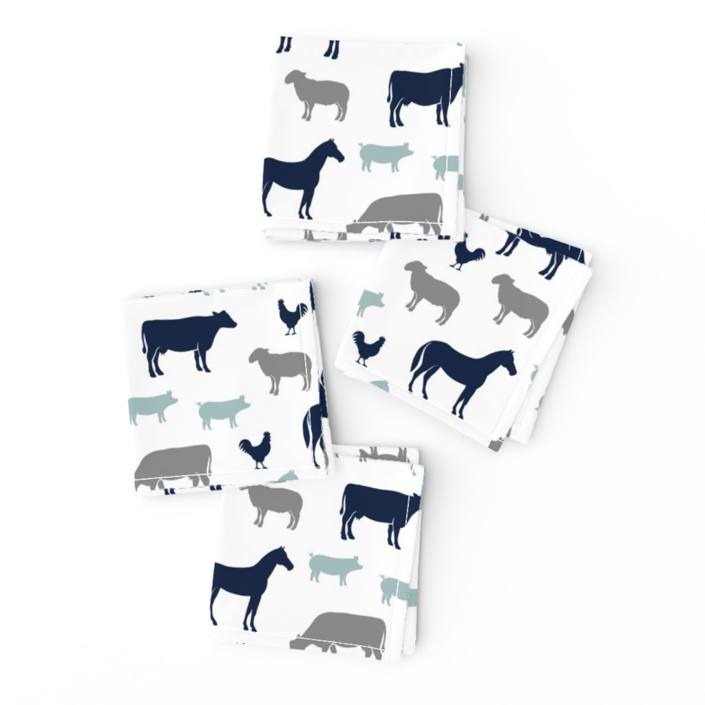 farm animal medley - navy and dusty blue