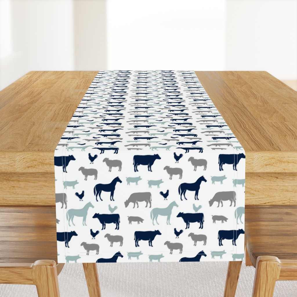 farm animal medley - navy and dusty blue