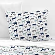 farm animal medley - navy and dusty blue