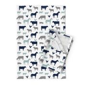 farm animal medley - navy and dusty blue