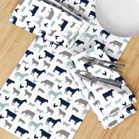 farm animal medley - navy and dusty blue