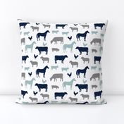 farm animal medley - navy and dusty blue