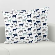 farm animal medley - navy and dusty blue