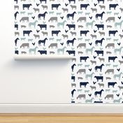 farm animal medley - navy and dusty blue