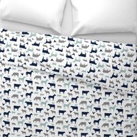 farm animal medley - navy and dusty blue