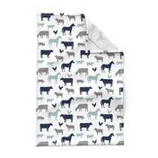 farm animal medley - navy and dusty blue