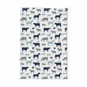 farm animal medley - navy and dusty blue