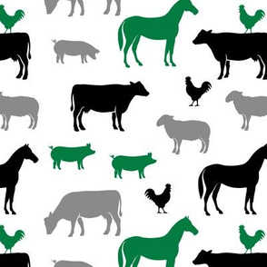 farm animal medley - green and black