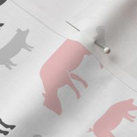 farm animal medley - pink and grey