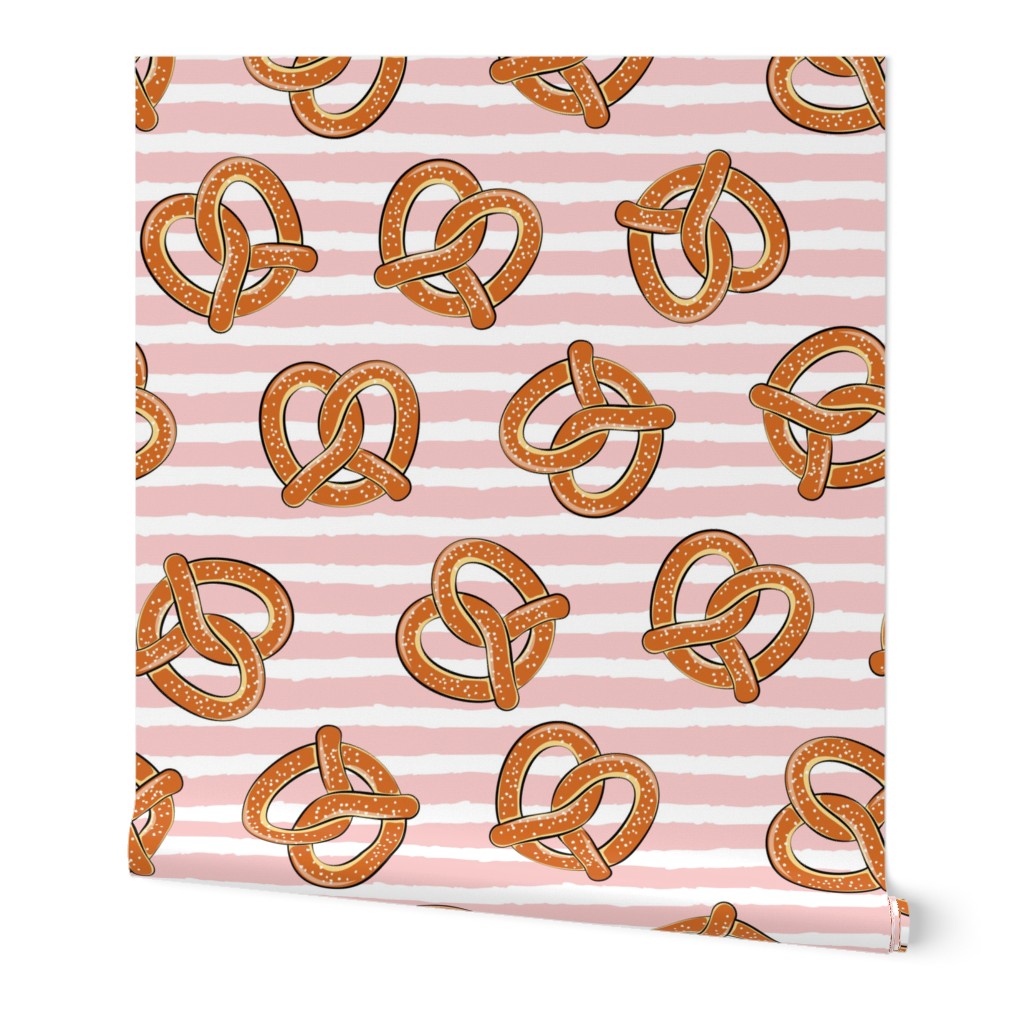 soft pretzels (pink stripes) - food fabric