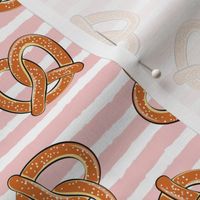 soft pretzels (pink stripes) - food fabric