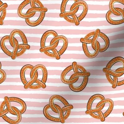 soft pretzels (pink stripes) - food fabric