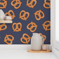 soft pretzels (adventure blue) - food fabric