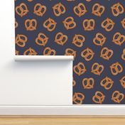 soft pretzels (adventure blue) - food fabric