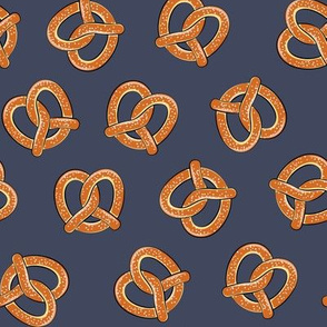 soft pretzels (adventure blue) - food fabric