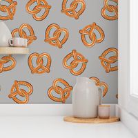 soft pretzels (grey) - food fabric