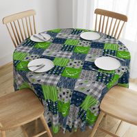 Moose Patchwork - -bright green, navy, grey